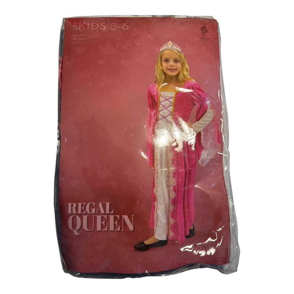 Boo! Regal Queen Costume Dress with Headband - Size Kids‎ 5-6 Halloween Party